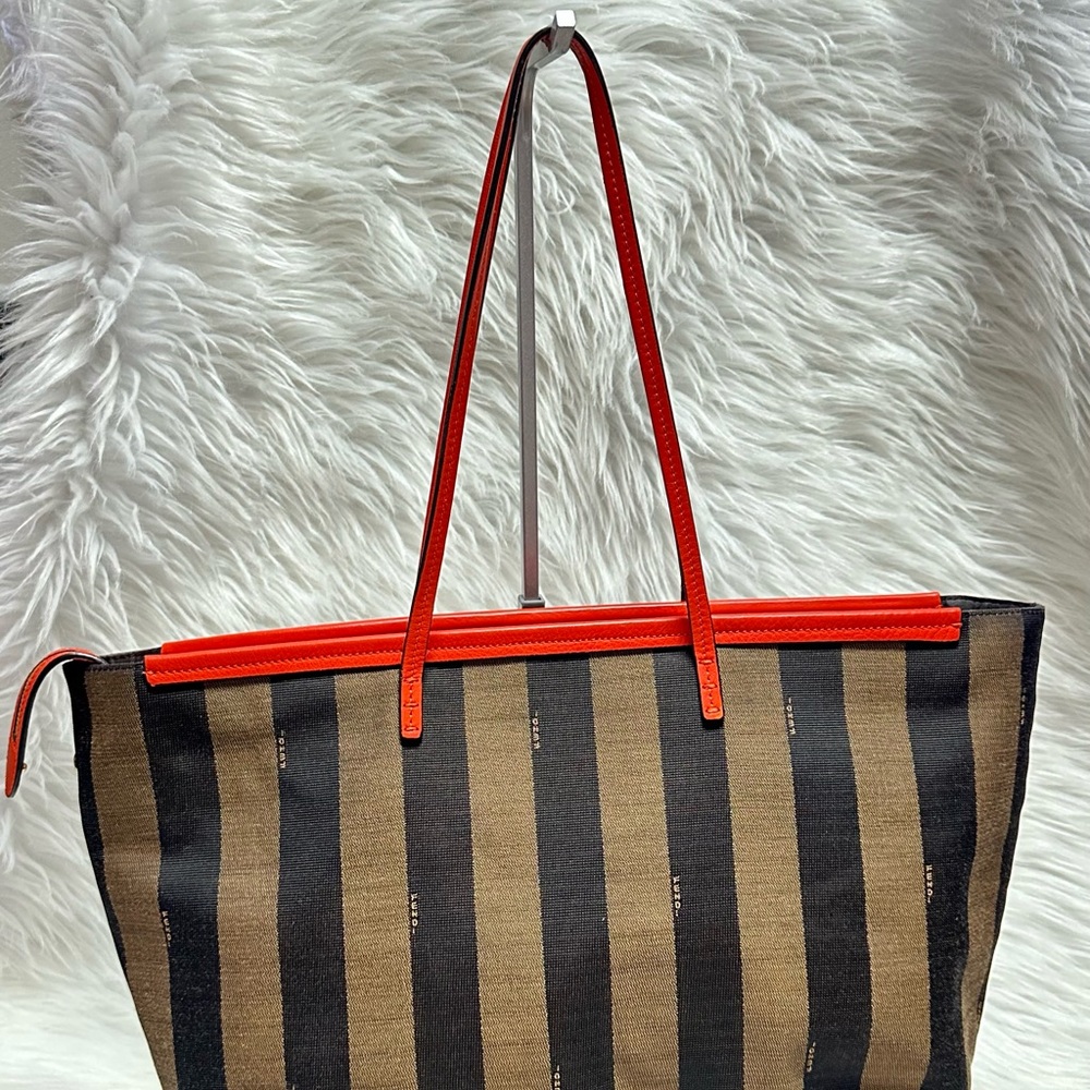 Fendi Women's Striped Tote Bag - orange and Brown - Picture 3 of 16